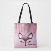 Roos Blush Glitter Paint Girly Fox Tote Bag (Voorkant)