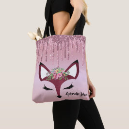 Roos Blush Glitter Paint Girly Fox Tote Bag