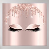 Roos Blush Glitter schrijft Eyelashes Makeup Beaut Poster (Voorkant)