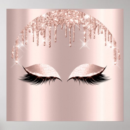 Roos Blush Glitter schrijft Eyelashes Makeup Beaut Poster (Voorkant)