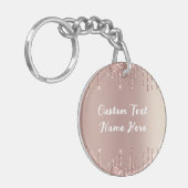 Roos Blush Glitter Sleutelhanger met aangepaste te (Voorkant Links)