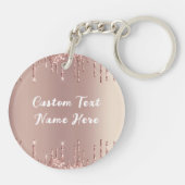 Roos Blush Glitter Sleutelhanger met aangepaste te (Achterkant)