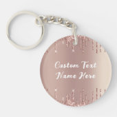 Roos Blush Glitter Sleutelhanger met aangepaste te (Voorkant)