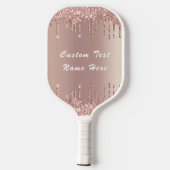 Roos Blush Glitter Text Name Pickleball Paddle (Achterkant)