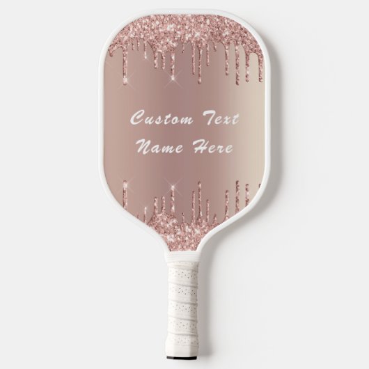 Roos Blush Glitter Text Name Pickleball Paddle (Achterkant)
