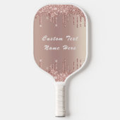Roos Blush Glitter Text Name Pickleball Paddle (Voorkant)