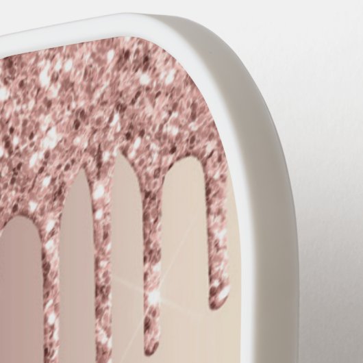 Roos Blush Glitter Text Name Pickleball Paddle (Links Detail)