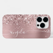 Roos Blush Glittery Glam Signature Case-Mate iPhone Case (Achterkant (horizontaal))