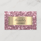 Roos Blush Gold Lijst Glitter QR Code Beauty Roze Visitekaartje (Voorkant)