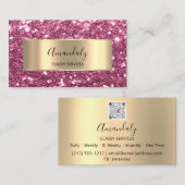 Roos Blush Gold Lijst Glitter QR Code Roze Berry Visitekaartje (Voorkant / Achterkant)