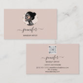 Roos Blush Gouden Make-up Artiest Logo Lashes QR C Visitekaartje (Voorkant / Achterkant)