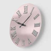 Roos Blush Grey Metal Grey Silver Roman Number Grote Klok (Hoek)