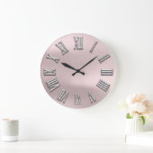 Roos Blush Grey Metal Grey Silver Roman Number Grote Klok (Huis)