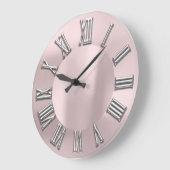 Roos Blush Grey Metal Grey Silver Roman Number Grote Klok (Hoek)