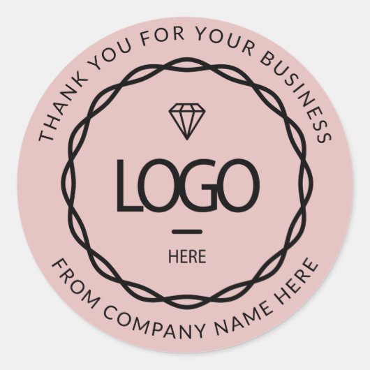 Roos Blush Logo Naam Web Dank u Ronde Sticker (Voorkant)