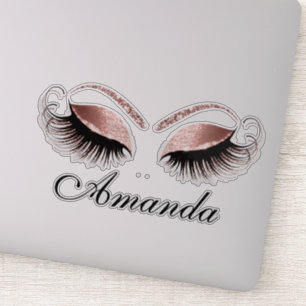 Roos Blush Makeup Artist Lashes Extension Name Sticker