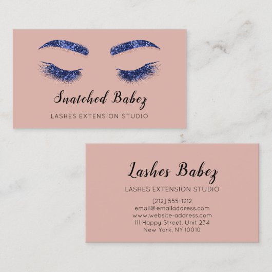 Roos Blush Microblading Makeup Eyelash Glitter Visitekaartje (Voorkant / Achterkant)
