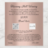 Roos Blush Naam Moderne QR Code LOGO Beschrijving Wijn Etiket (Enkel label)