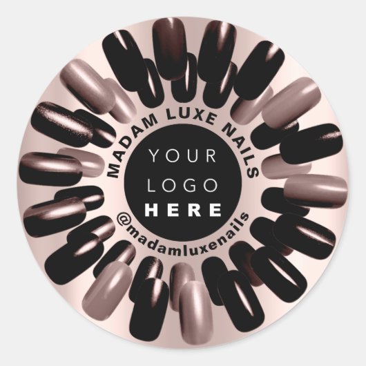 Roos Blush Nails Stylist Studio Custom Logo Ronde Sticker (Voorkant)