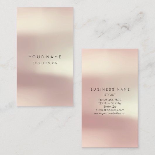 Roos Blush Parly Abstract Minimale Silk Vertical2 Visitekaartje (Voorkant / Achterkant)