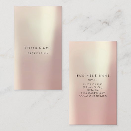 Roos Blush Parly Abstract Minimale Zijde Verticaal Visitekaartje (Voorkant / Achterkant)