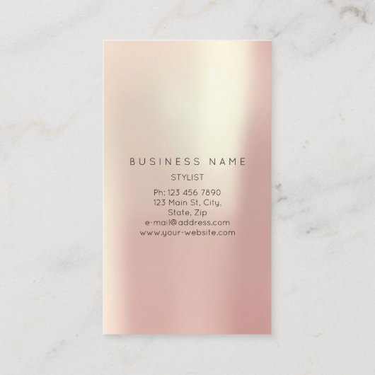 Roos Blush Parly Abstract Minimale Zijde Verticaal Visitekaartje (Achterkant)