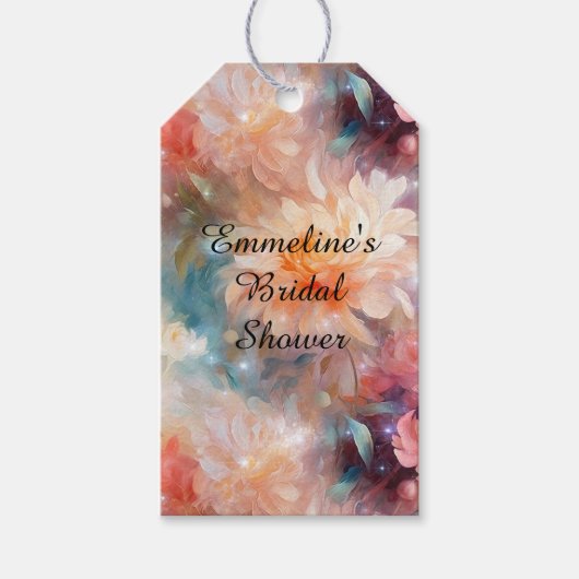 Roos Blush Perzik Sinaasappel Bloemen Cadeaulabel (Voorkant)