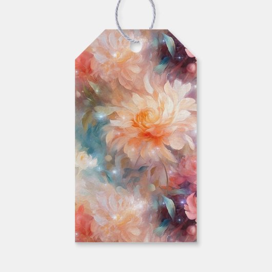 Roos Blush Perzik Sinaasappel Bloemen Cadeaulabel (Achterkant)