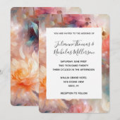 Roos Blush Perzik Sinaasappel Bloemen Huwelijk Kaart (Voorkant / Achterkant)