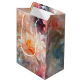 Roos Blush Perzik Sinaasappel Bloemen Huwelijk Medium Cadeauzakje (Voorkant Gekanteld)