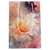 Roos Blush Perzik Sinaasappel Bloemen Huwelijk Medium Cadeauzakje (Achterkant)