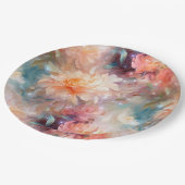 Roos Blush Perzik Sinaasappel Bloemen Papieren Bordje (Gekanteld)