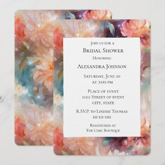 Roos Blush Perzik Sinaasappel Bloemen Vrijgezellen Kaart (Voorkant / Achterkant)