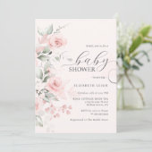 Roos Blush Pink Baby shower Kaart (Staand voorkant)