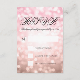 Roos Blush Pink Bokeh Lights Elegant Wedding RSVP Kaartje