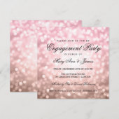 Roos Blush Pink Bokeh Lights Engagement Party Kaart (Voorkant / Achterkant)