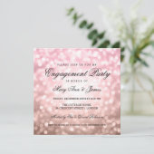 Roos Blush Pink Bokeh Lights Engagement Party Kaart (Staand voorkant)