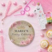 Roos Blush Pink Butterfly Crown Gold Quinceanera Papieren Bordje (Feest)