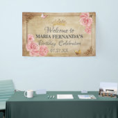 Roos Blush Pink Butterfly Crown Gold Quinceanera Spandoek (Beurs)