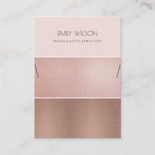 ROOS BLUSH PINK COPPER STRIPE KETTING DISPLAY VISITEKAARTJE (Voorkant)