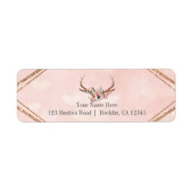 Roos Blush Pink Floral Deer Antlers Boho Chic