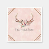Roos Blush Pink Floral Deer Antlers Boho Chic Servet (Voorkant)