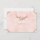 Roos Blush Pink Floral Deer Antlers Boho RSVP Kaartje (Achterkant)