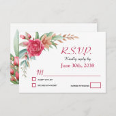Roos Blush Pink Floral Wedding RSVP (Voorkant / Achterkant)