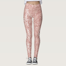 Roos Blush Pink Glitter Live Love Laugh Polka Dot Leggings