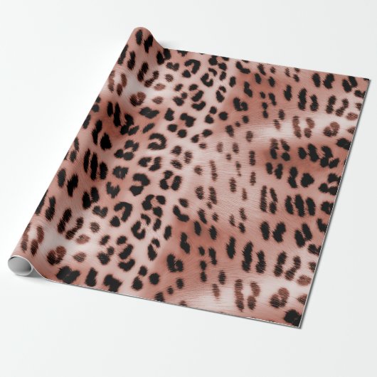Roos Blush Pink Leopard Cadeaupapier (Uitgerold)