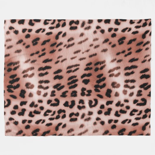 Roos Blush Pink Leopard Fleece Deken (Voorkant (Horizontaal))
