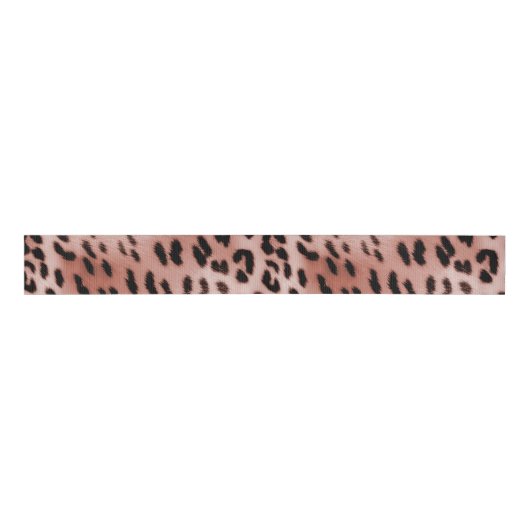 Roos Blush Pink Leopard Grosgrain Lint (Voorkant)