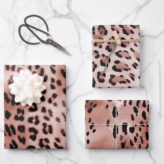 Roos Blush Pink Leopard Inpakpapier Vel (Voorkant)