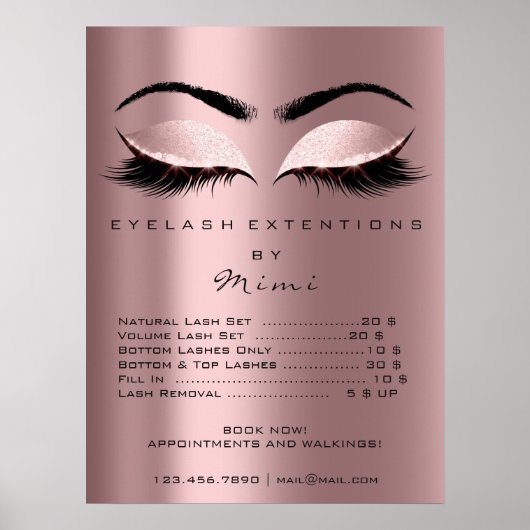 Roos Blush Pink Makeup Eyes Lashes Prijzen Poster (Voorkant)